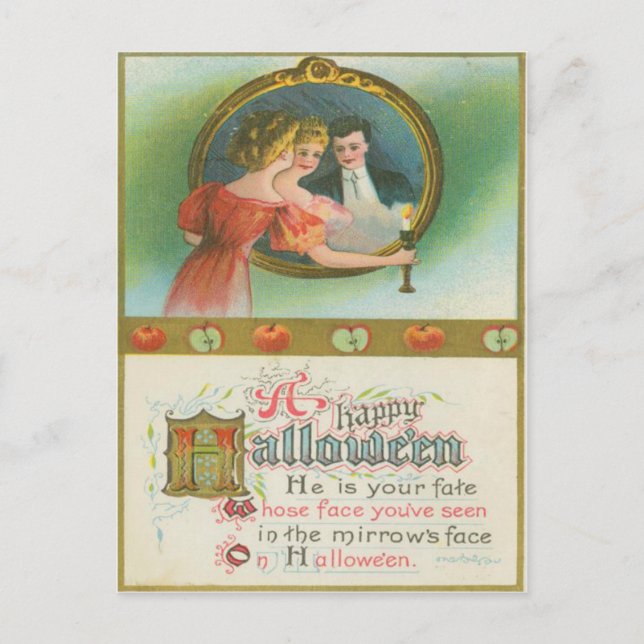 Carte Postale Divulgations des pommes de la fête d'Halloween Vin (Devant)