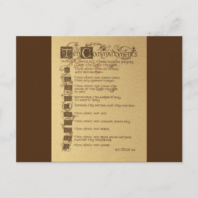 Carte Postale dix commandements (Devant)