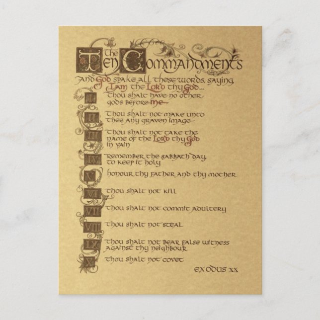 Carte Postale dix commandements (Devant)