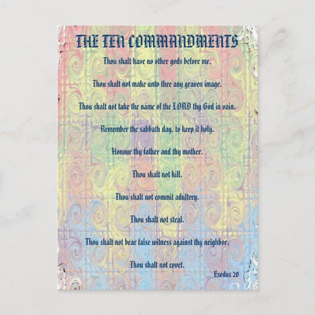 Carte postale Dix Commandements (Devant)