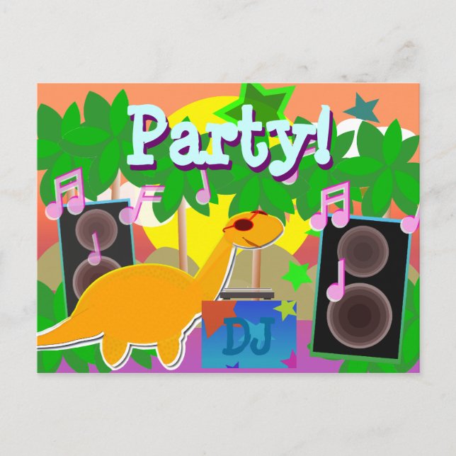 Carte postale DJ Dinosaur du parti cool (Devant)