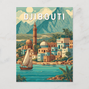 Carte Postale Djibouti Illustration Voyage Art Vintage