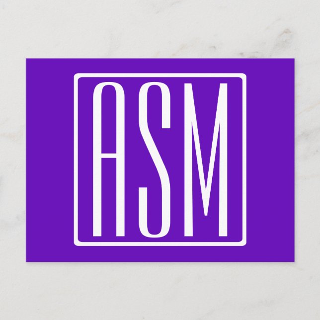 Carte Postale do-it-yourself | Bold Modern 3 Initiales Monogramm (Devant)