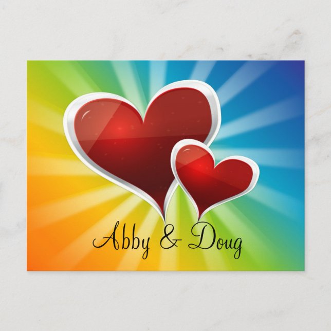 Carte Postale do-it-yourself Coeurs arc-en-ciel (Devant)