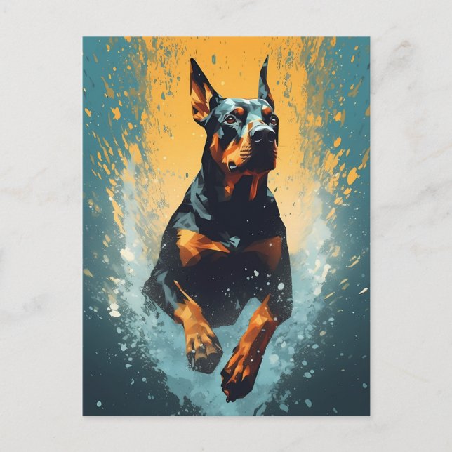Carte Postale Doberman coloré (Devant)