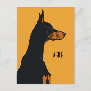 Carte Postale Doberman jaune
