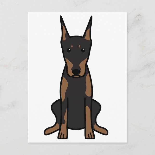 Carte Postale Doberman Pinscher Dessin de chien (Devant)