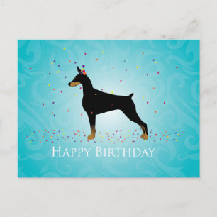 Carte Postale Doberman Pinscher Joyeux Design d'anniversaire