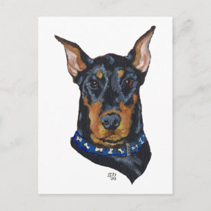 Carte Postale Dobermann noir