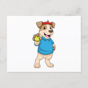 Carte Postale Dog at tennis
