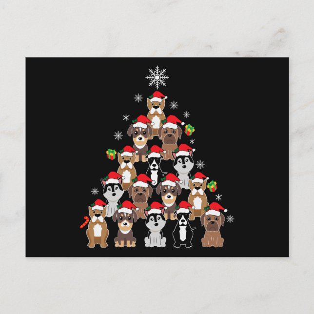 Carte Postale Dog Christmas Tree Gift, Dogs Lovers Decoration (Devant)