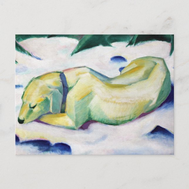 Carte Postale Dog Lying in the Snow (1911) by Franz Marc (Devant)