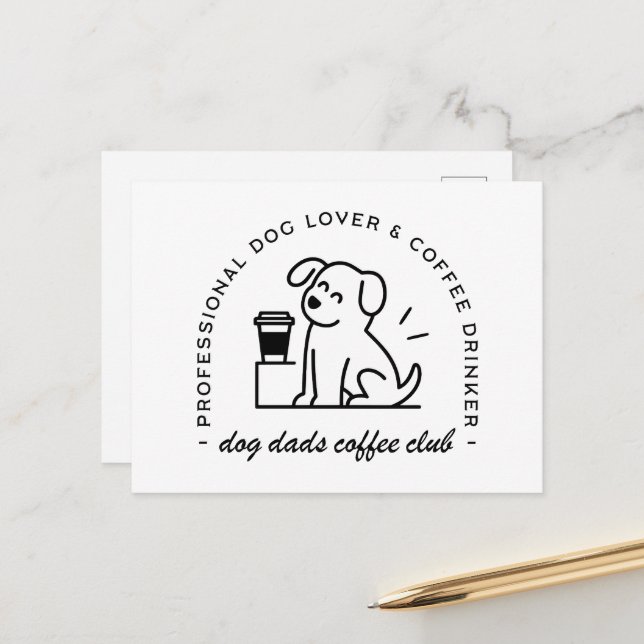 Carte Postale Dog owner and coffee lover dads club (Devant/Arrière en situation)