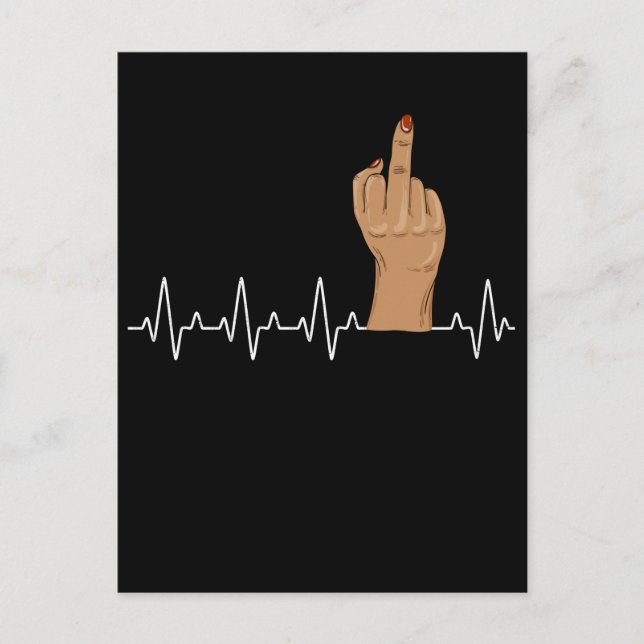 Carte Postale Doigt du milieu féminin Battement de coeur Sarcast (Devant)