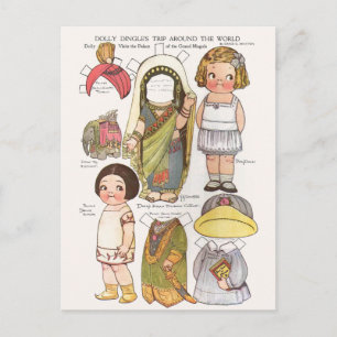 Carte Postale Dolls de papier voyage mondial de Dolly Dingle réi