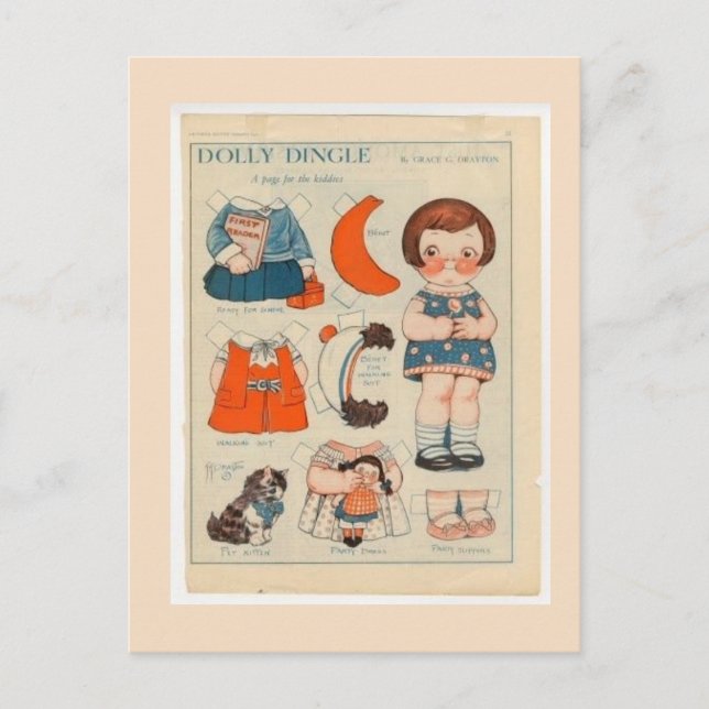 CARTE POSTALE DOLLY DINGLE PAPER DOLL POSTCARD (Devant)