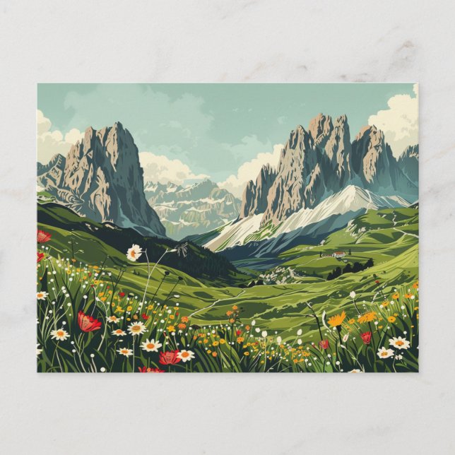 Carte Postale Dolomites, Italie Voyage Rétro (Devant)