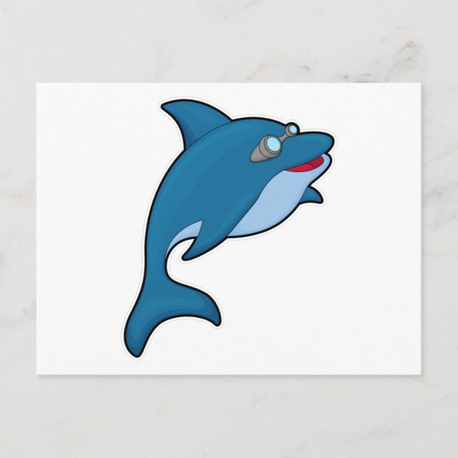 Carte Postale Dolphin at Swimming with Swimming goggles (Devant)
