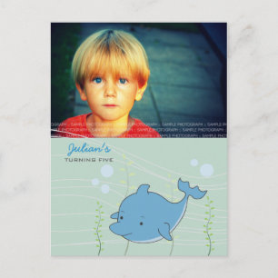 Carte Postale Dolphin Pool Anniversaire Invitation PostCard