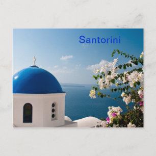 Carte Postale Dôme bleu à Santorin