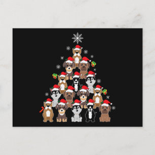 Carte Postale Don d'arbre de Noël de chien, Dogs amoureux de la 