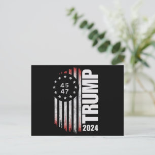 Carte Postale Donald Trump Élection 2024 Vote 45 47 Américain