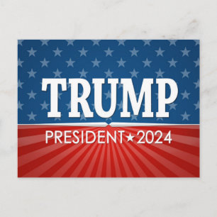 Carte Postale Donald Trump - Président 2024 - étoiles et bandes