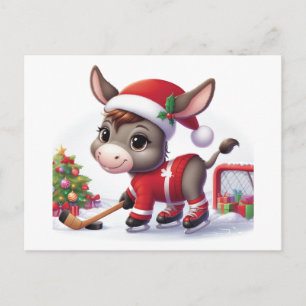 Carte Postale Donkey de hockey de Noël