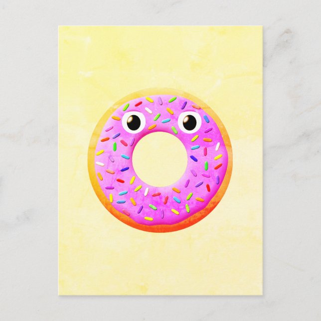 Carte Postale Donut Avec Yeux Et Sprinkings Dessin (Devant)