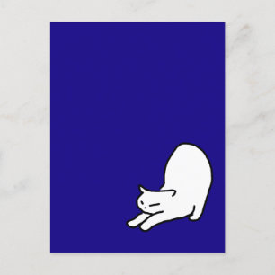 Carte Postale Doodle de chat étiré sur bleu