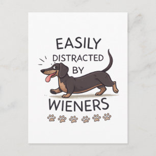 Carte Postale Doodle de Dachshund ludique Art de dessin animé dr