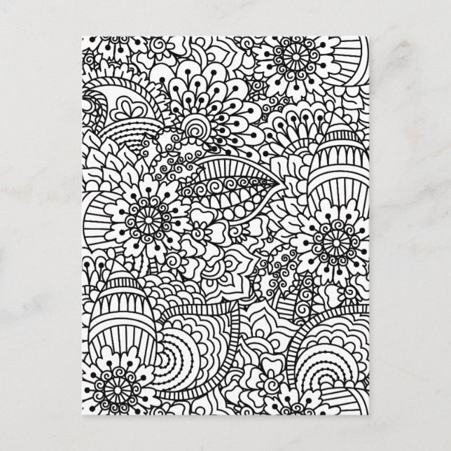 Carte Postale Doodle de fleurs (Devant)