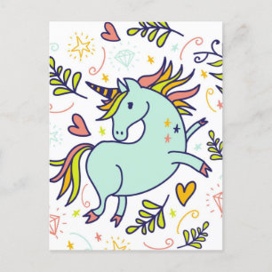 Carte Postale Doodle de licorne adorable