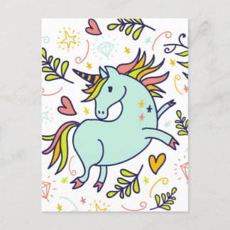 Carte Postale Doodle de licorne adorable