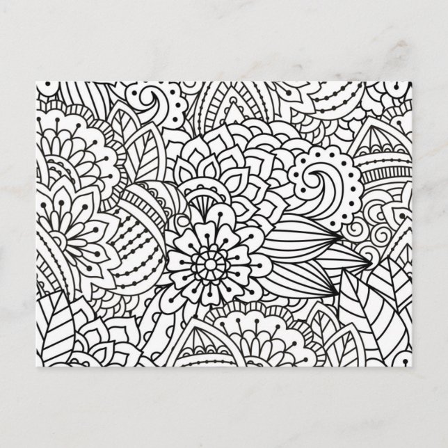 Carte Postale Doodle design de fleurs (Devant)