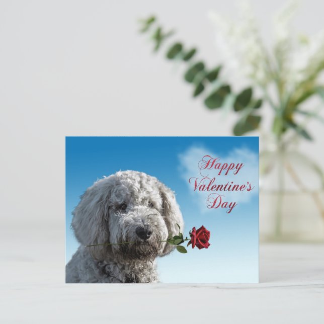 Carte postale Doodle Dog de la Saint-Valentin (Debout devant)