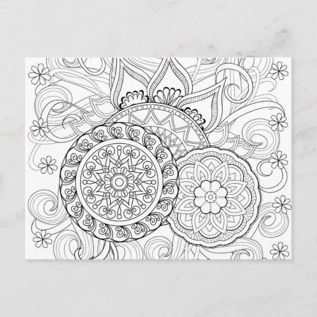 Carte Postale Doodle Flowers Et Mandalas (Devant)