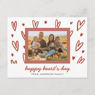 Carte Postale Doodle Heart Photo Valentine Salutation