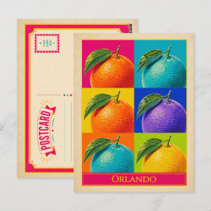 Carte postale d'Orlando Floride Oranges Art Pop Vi