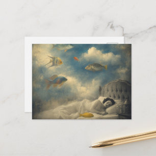 Carte Postale Dormir dans l'océan de nuages et de poissons