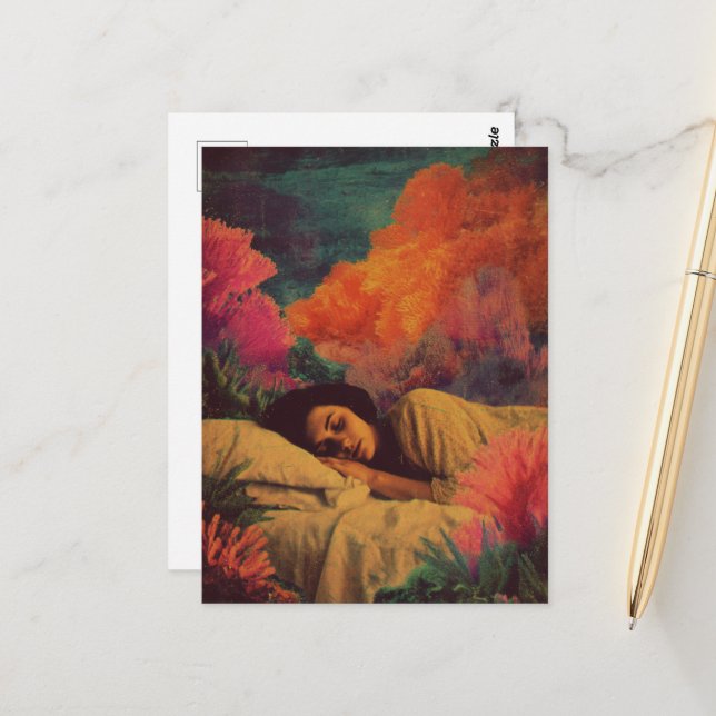 Carte Postale Dormir la dame sous la mer Surreal Médias mixtes (Devant/Arrière en situation)