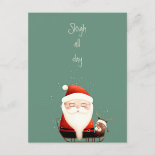 Carte Postale Dormir toute la journée Santa Claus Drôle Citation