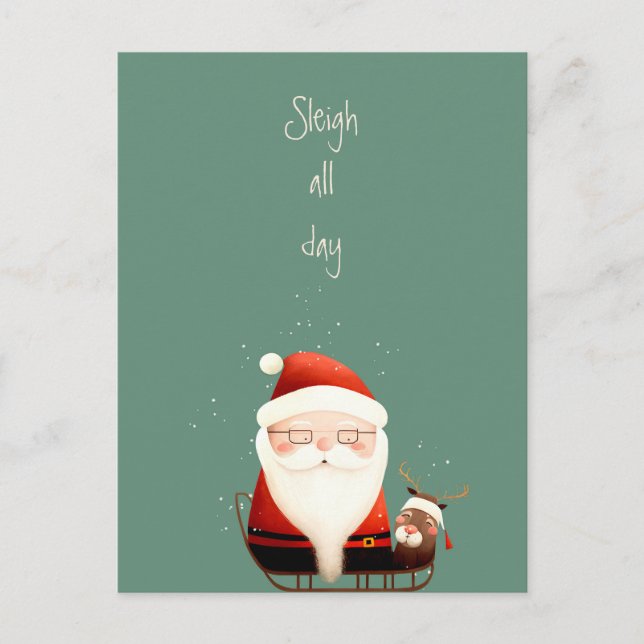 Carte Postale Dormir toute la journée Santa Claus Drôle Citation (Devant)