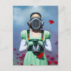 Carte Postale Dorothy dans un masque à gaz dans les pavots
