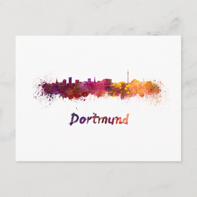 Carte Postale Dortmund skyline in watercolor (Devant)
