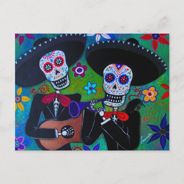 Carte Postale Dos Amigos Dia de los Muertos Mariachi (Devant)