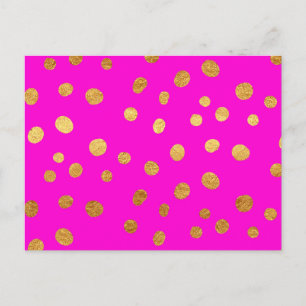Carte Postale Dots d'or Faux Foil Hot rose Magenta Motif