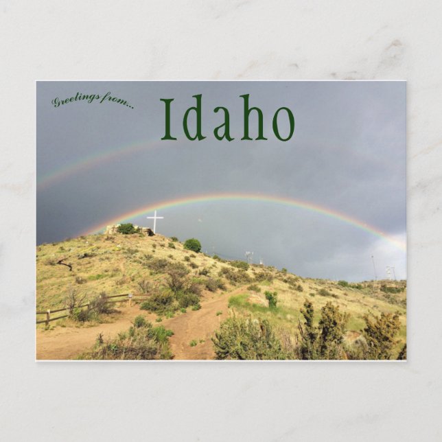 Carte Postale Double arc en ciel sur Table Rock Boise Idaho (Devant)