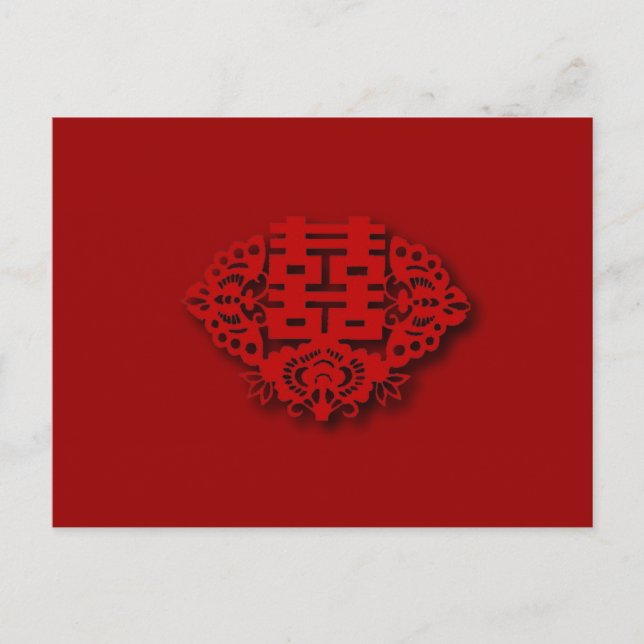 Carte Postale Double bonheur rouge Mariage chinois (Devant)