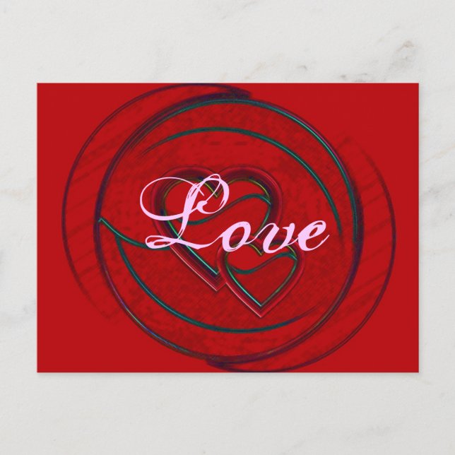 Carte Postale Double Coeur amour (Devant)